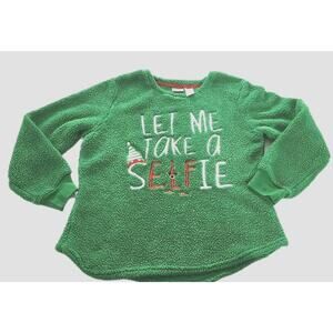 Let Me Take A Selfie Elf Warm Furry Green Sweater Christmas Fun Large Women
